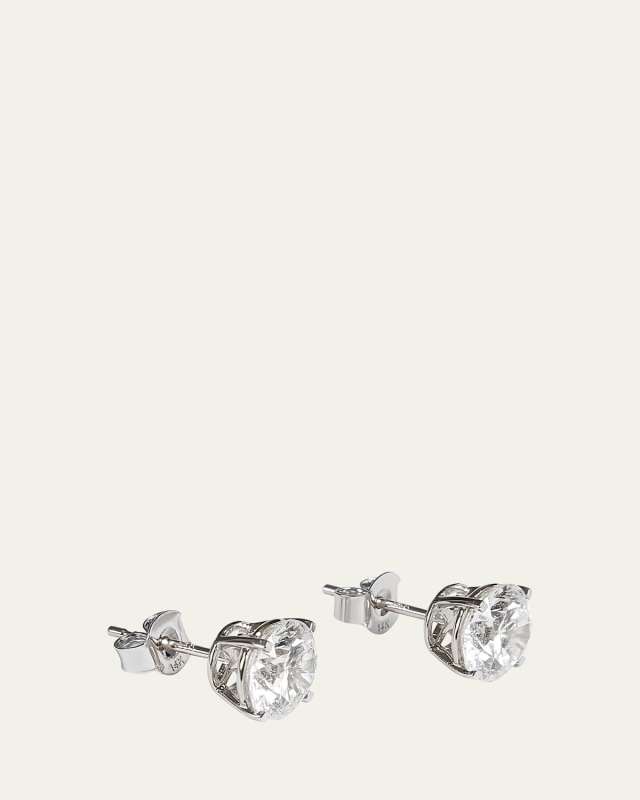 14K White Gold Lab Grown Diamond Stud Earrings, 4.00tcw